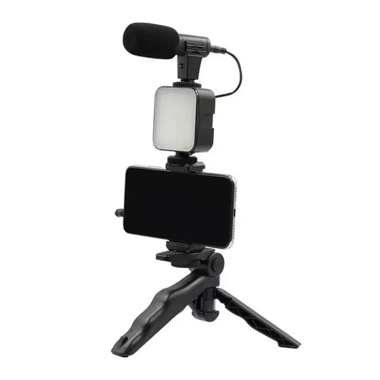 Naked Storm Smartphone Vlog Kit Mini LED Video +Cardioid Microphone+Extendable Phone Clip+Tripod For Live Vlog Shooting Video